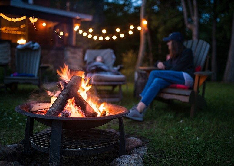 Friends around a bonfire